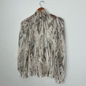 Banana Republic Marble Pattern Blouse in Cream and Brown